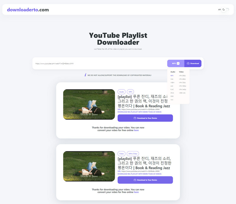 download youtube playlists online free