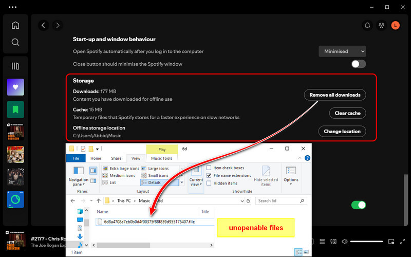 how spotify downloads are stored on pc