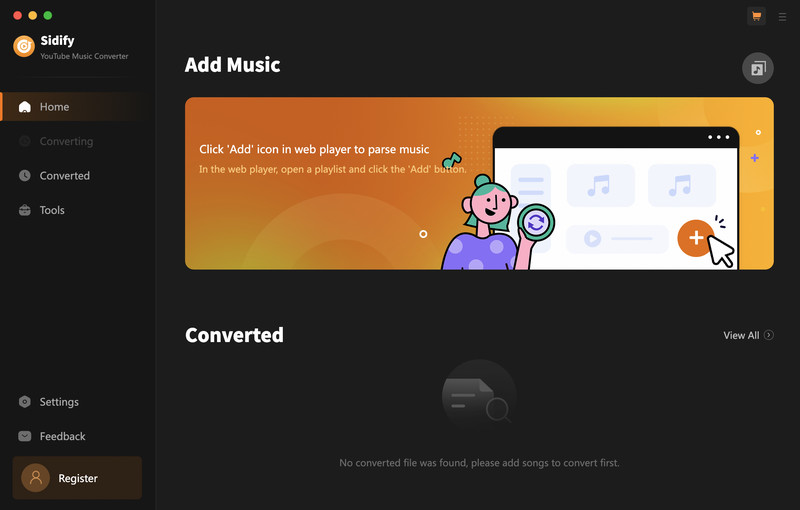 Main interface of Sidify YouTube Music Converter Mac