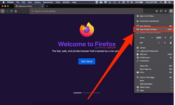 open private window in firefox